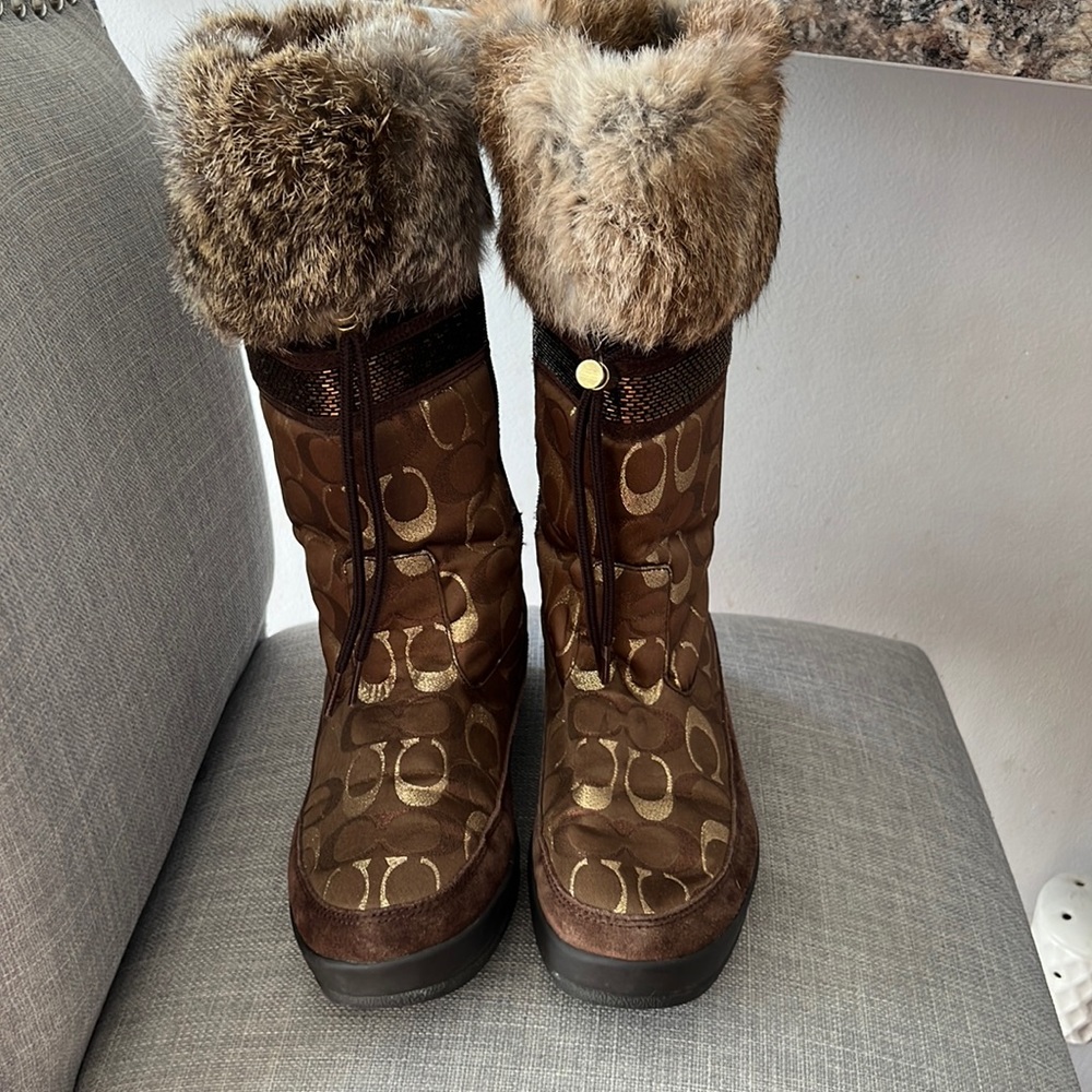 Coach Lizzie Holiday Metallic Logo Boots